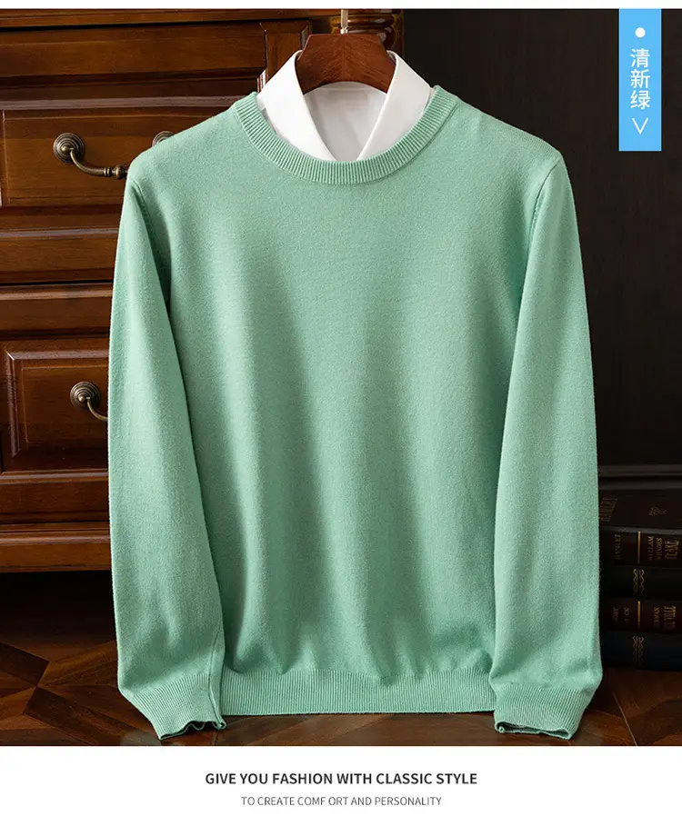 Men's Solid Color Round Neck Sweater Plus Size — feature 32