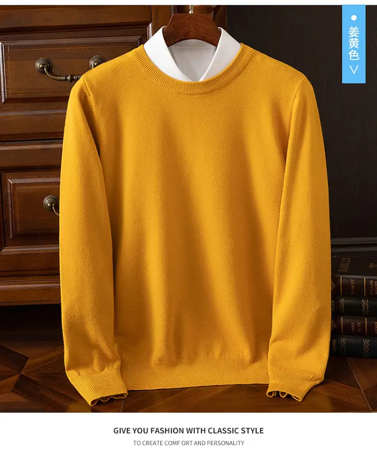 Men's Solid Color Round Neck Sweater Plus Size — feature 38
