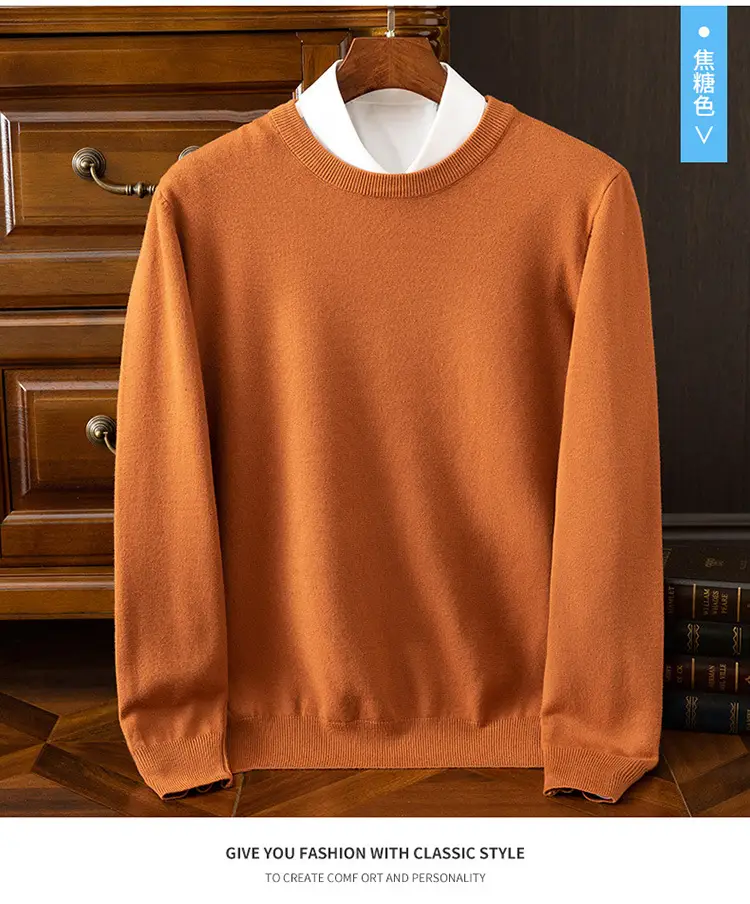 Men's Solid Color Round Neck Sweater Plus Size — feature 41