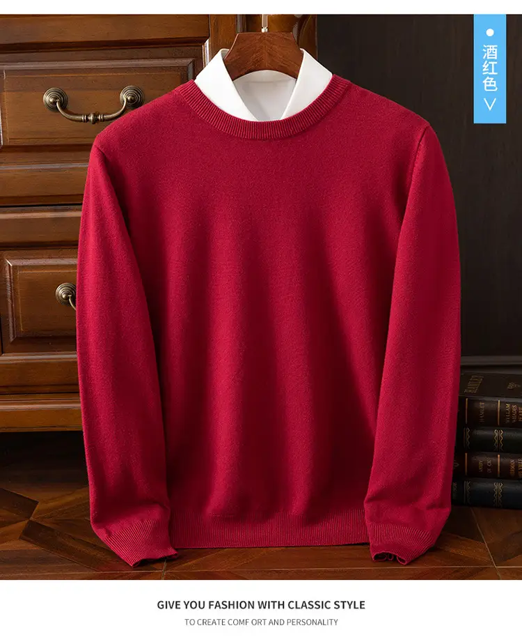 Men's Solid Color Round Neck Sweater Plus Size — feature 47