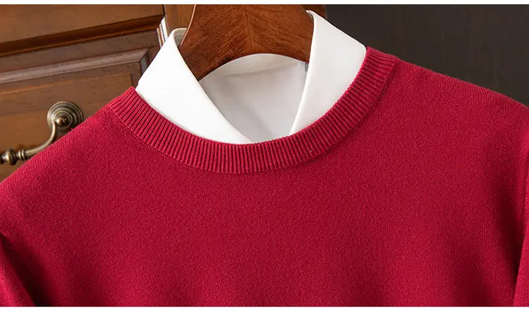Men's Solid Color Round Neck Sweater Plus Size — feature 48