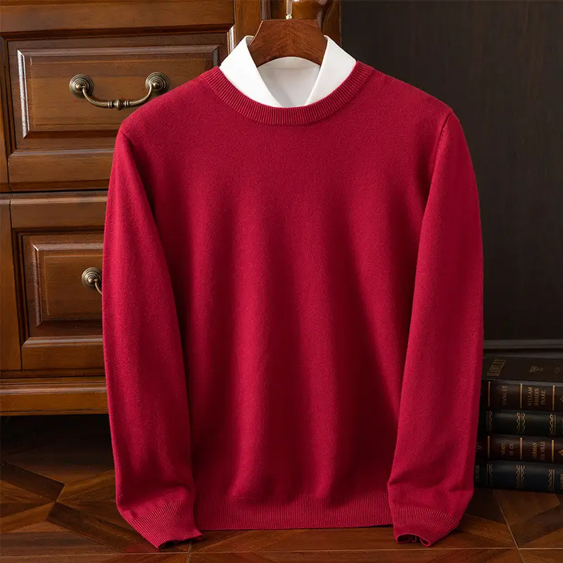 Men's Solid Color Round Neck Sweater Plus Size - Image 10