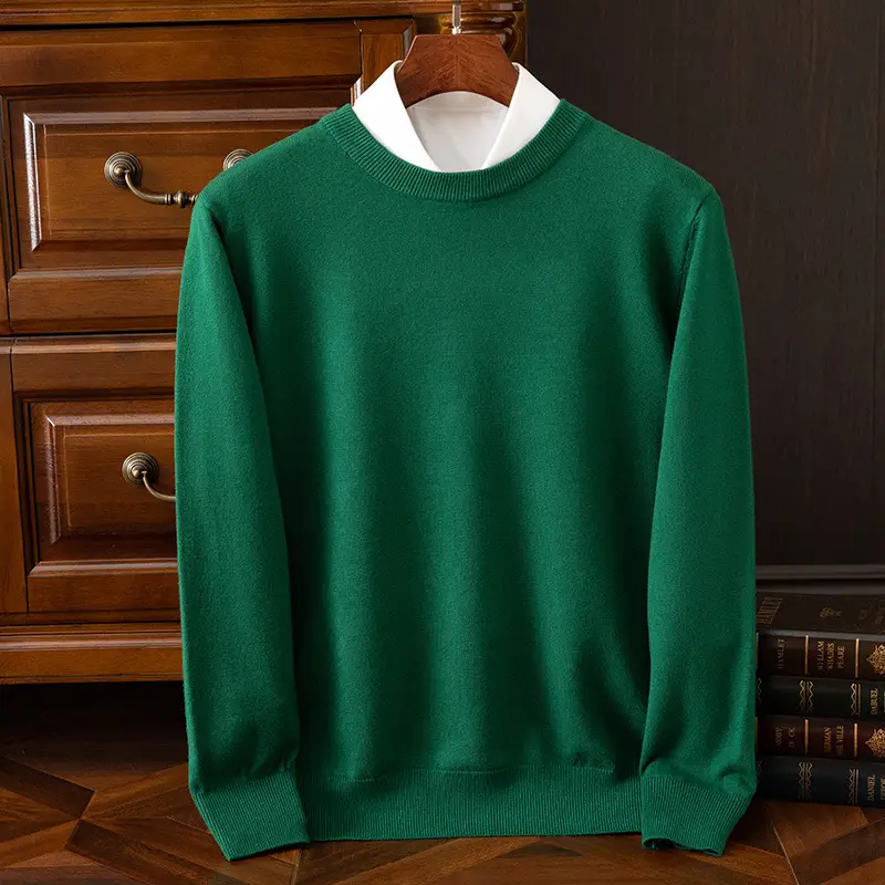 Men's Solid Color Round Neck Sweater Plus Size - Image 11