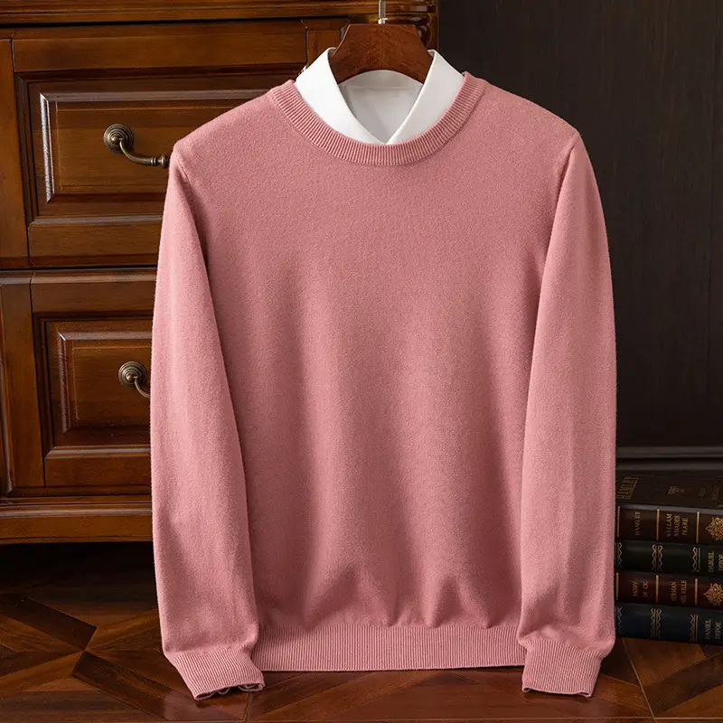 Men's Solid Color Round Neck Sweater Plus Size - Image 12