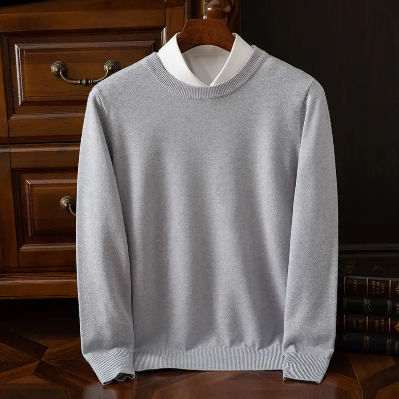 Men's Solid Color Round Neck Sweater Plus Size - Image 13