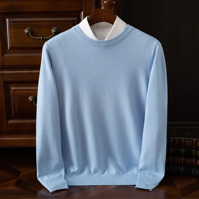 Men's Solid Color Round Neck Sweater Plus Size - Image 14