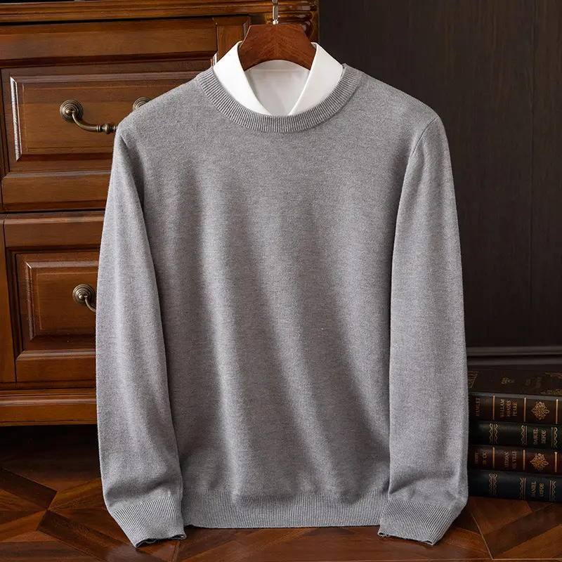 Men's Solid Color Round Neck Sweater Plus Size - Image 17