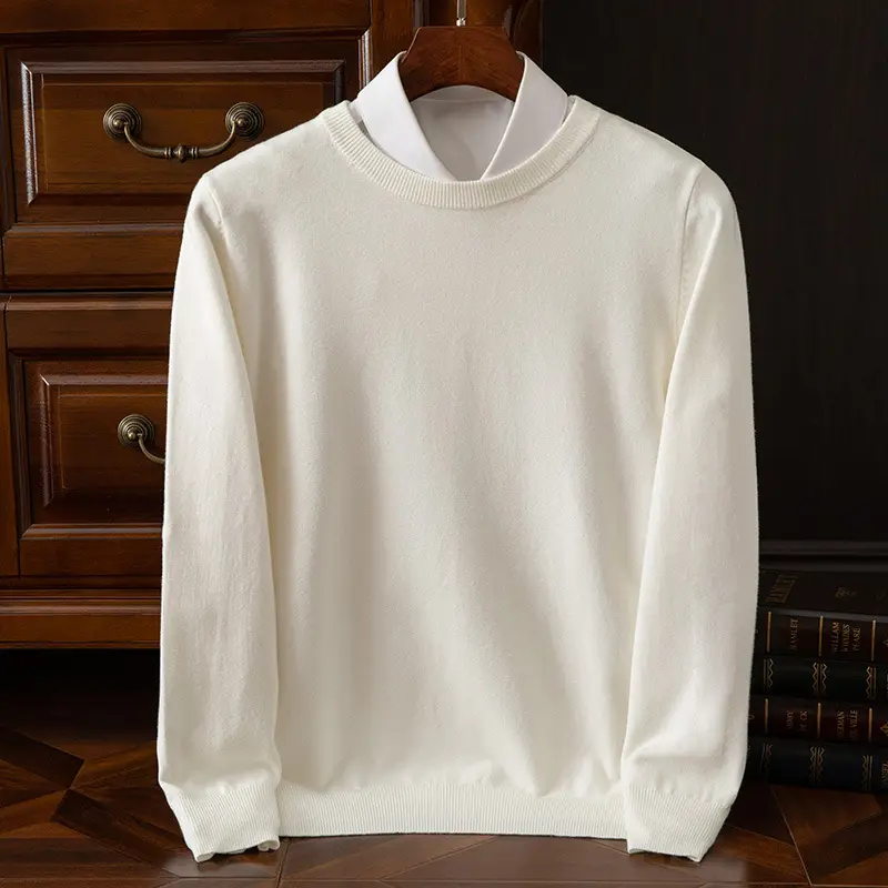Men's Solid Color Round Neck Sweater Plus Size - Image 2