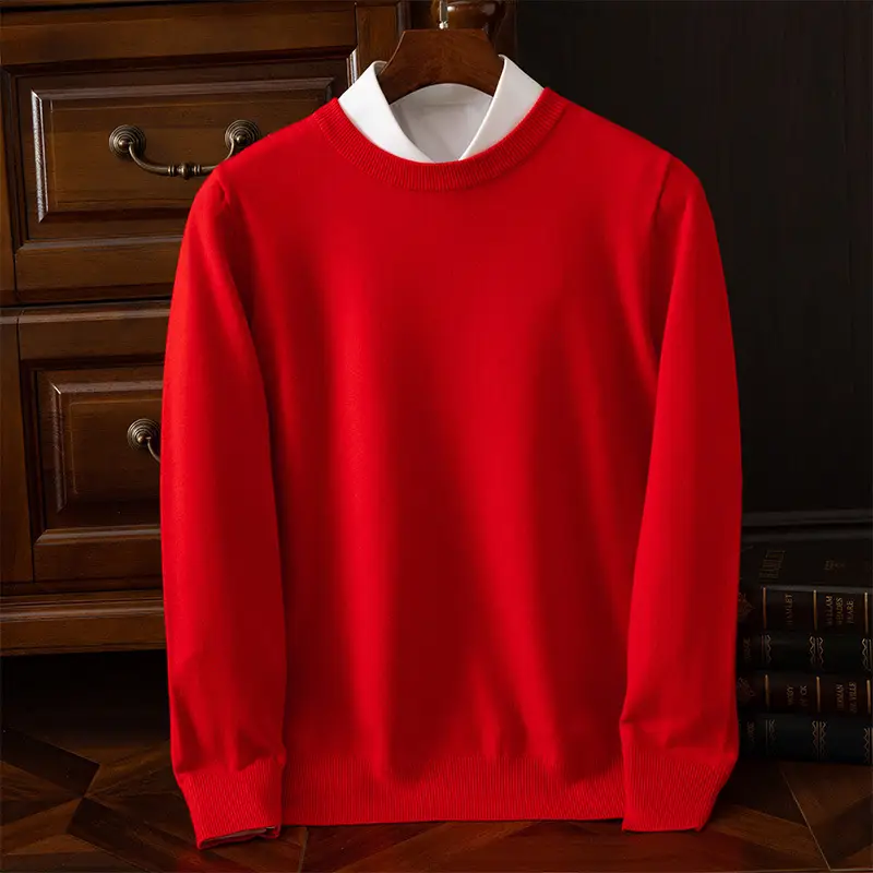 Men's Solid Color Round Neck Sweater Plus Size - Image 4