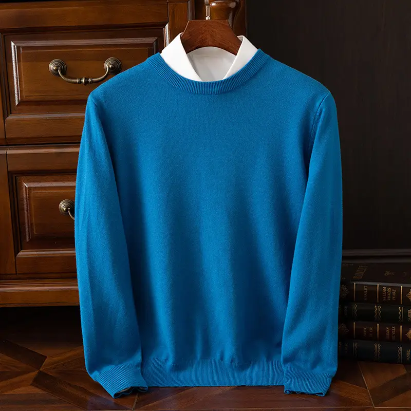 Men's Solid Color Round Neck Sweater Plus Size - Image 5