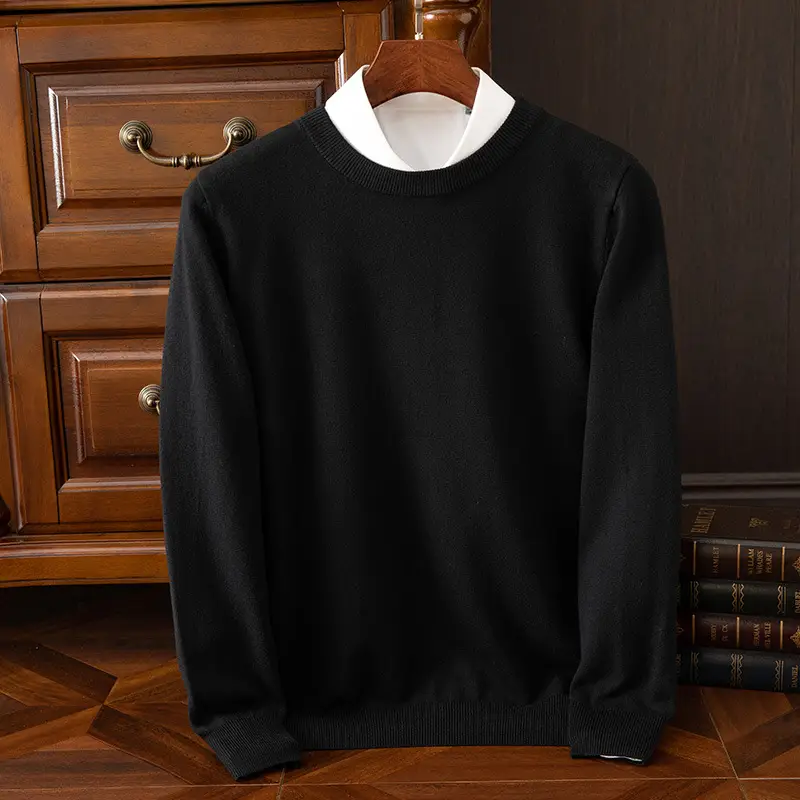 Men's Solid Color Round Neck Sweater Plus Size - Image 6