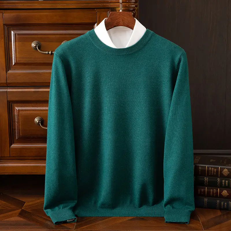 Men's Solid Color Round Neck Sweater Plus Size - Image 7