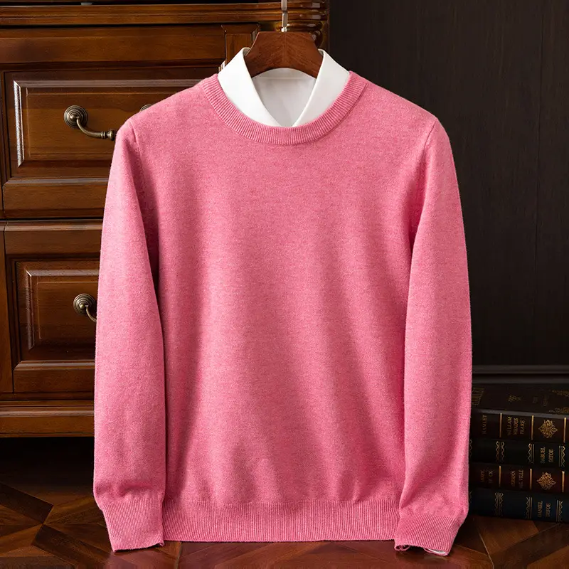Men's Solid Color Round Neck Sweater Plus Size - Image 8