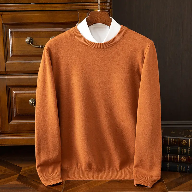 Men's Solid Color Round Neck Sweater Plus Size - Image 9