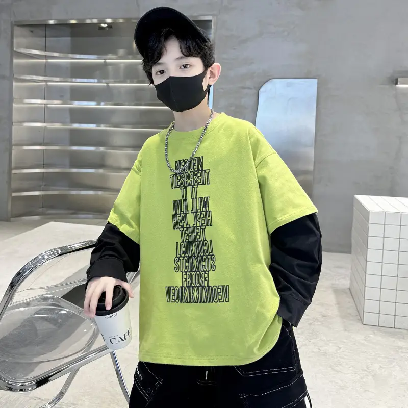 Kids Black Letter T-Shirt with Cap & Mask - Image 4
