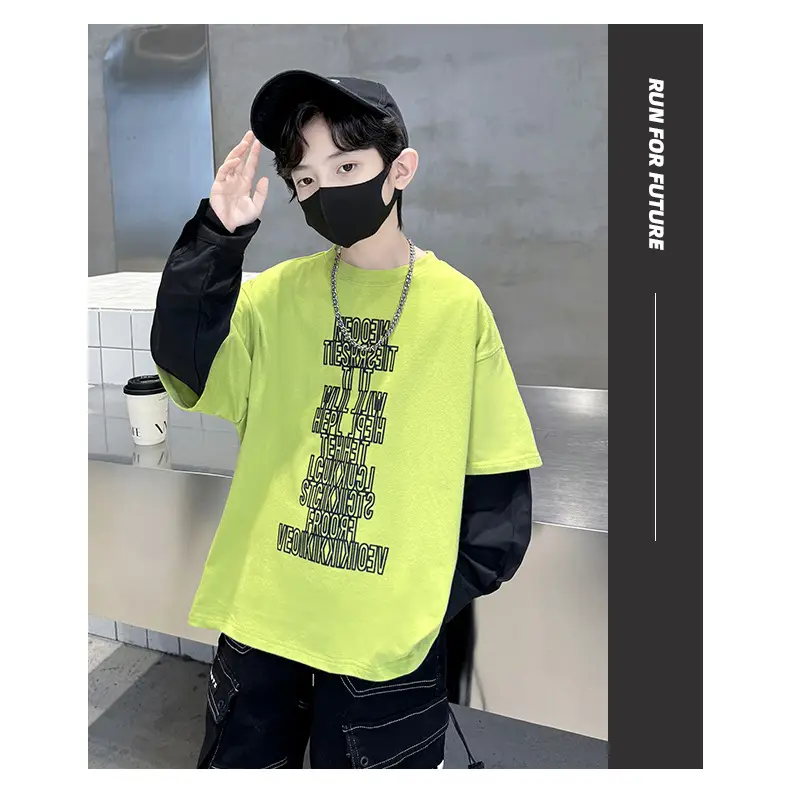 Kids Black Letter T-Shirt with Cap & Mask — feature 10
