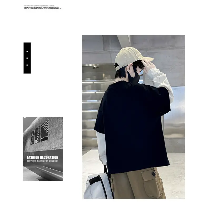 Kids Black Letter T-Shirt with Cap & Mask — feature 14