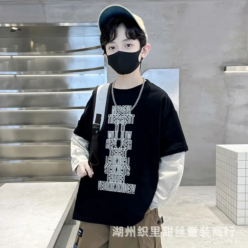 Kids Black Letter T-Shirt with Cap & Mask — feature 20