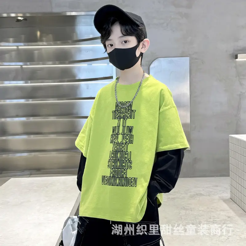 Kids Black Letter T-Shirt with Cap & Mask — feature 21