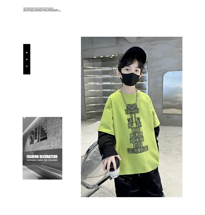 Kids Black Letter T-Shirt with Cap & Mask — feature 7
