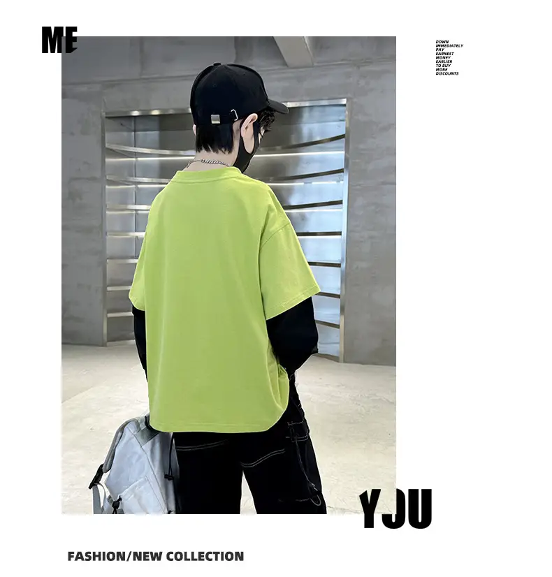 Kids Black Letter T-Shirt with Cap & Mask — feature 9
