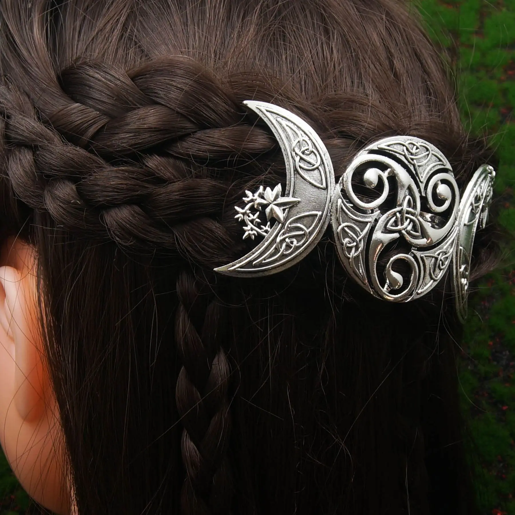 Celtic Witch Hairpin with Moon Design - Image 2