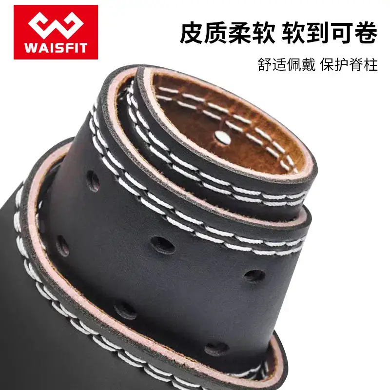 Men's Black Leather Gym Belt with Buckle - Image 4