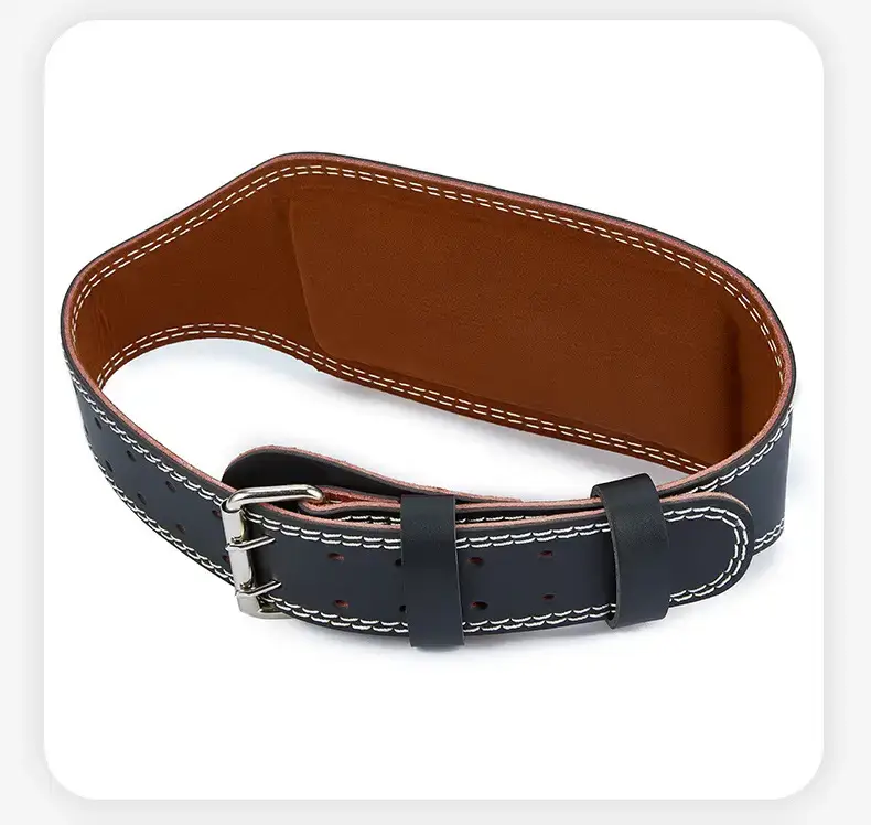 Men's Black Leather Gym Belt with Buckle — feature 10