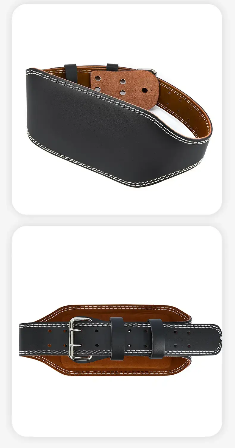 Men's Black Leather Gym Belt with Buckle — feature 11