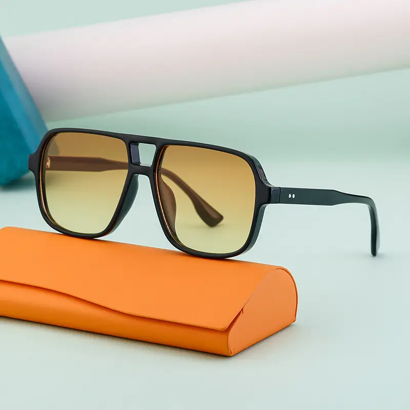 Men's White Retro Double-Beam Driving Sunglasses Large Frame - Image 10