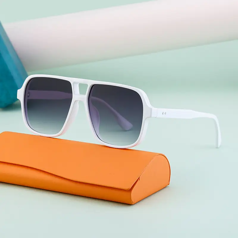 Men's White Retro Double-Beam Driving Sunglasses Large Frame - Image 12
