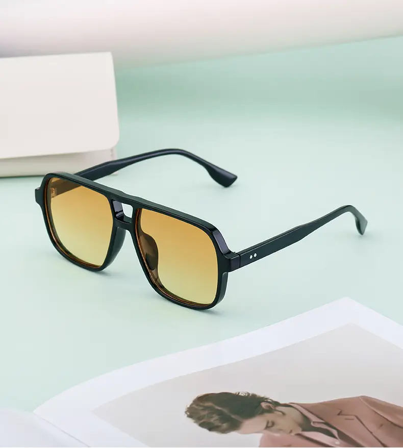Men's White Retro Double-Beam Driving Sunglasses Large Frame — feature 15