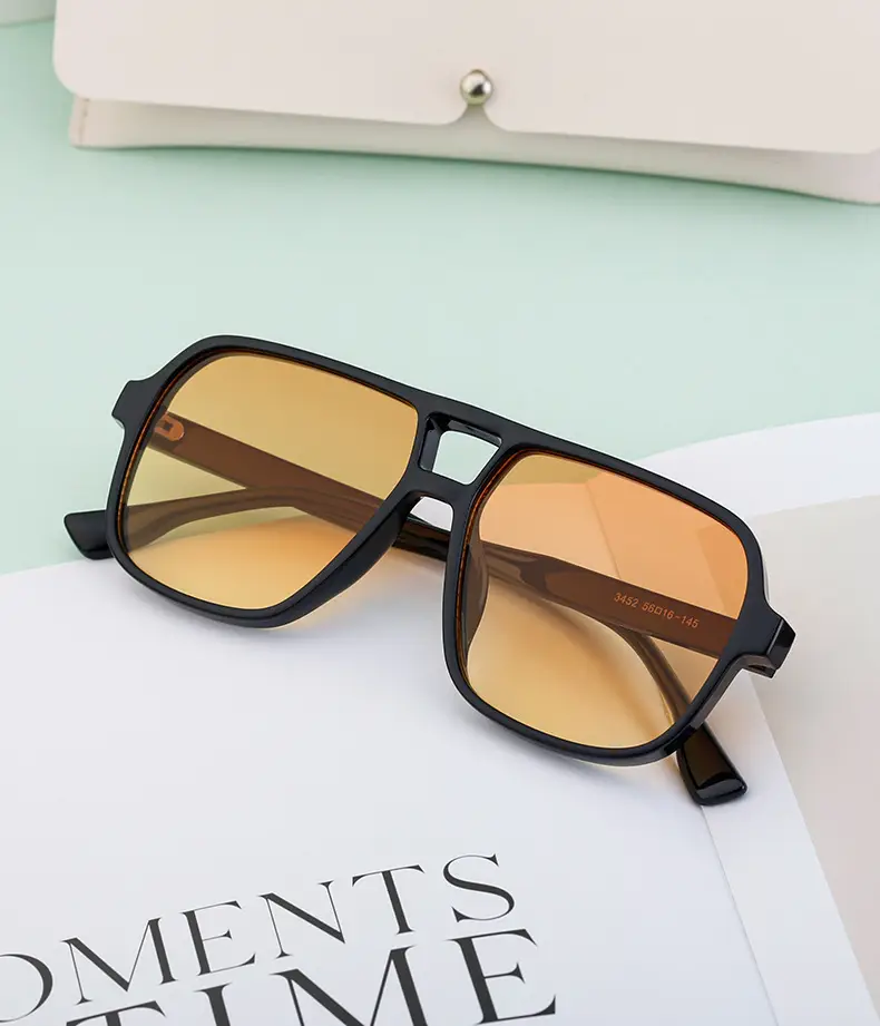 Men's White Retro Double-Beam Driving Sunglasses Large Frame — feature 16
