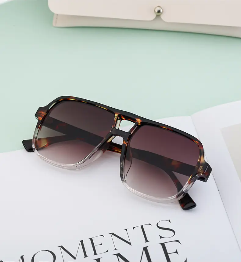 Men's White Retro Double-Beam Driving Sunglasses Large Frame — feature 17