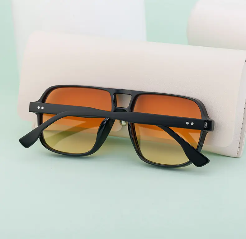 Men's White Retro Double-Beam Driving Sunglasses Large Frame — feature 18