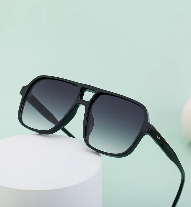Men's White Retro Double-Beam Driving Sunglasses Large Frame — feature 20