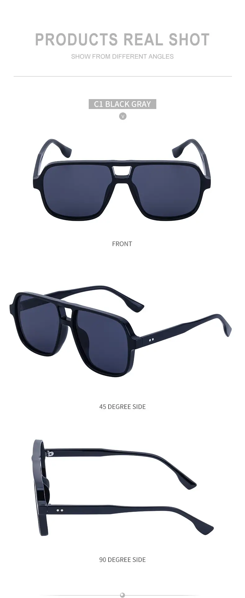 Men's White Retro Double-Beam Driving Sunglasses Large Frame — feature 29