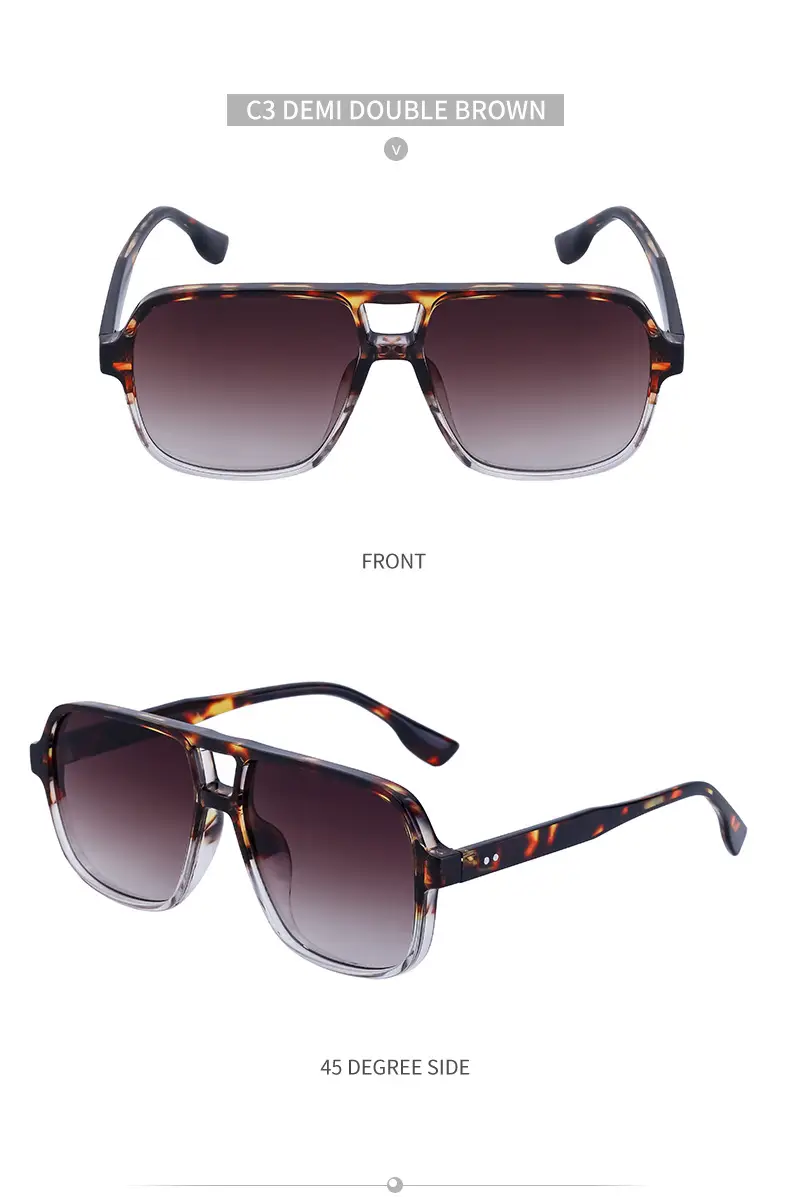 Men's White Retro Double-Beam Driving Sunglasses Large Frame — feature 30