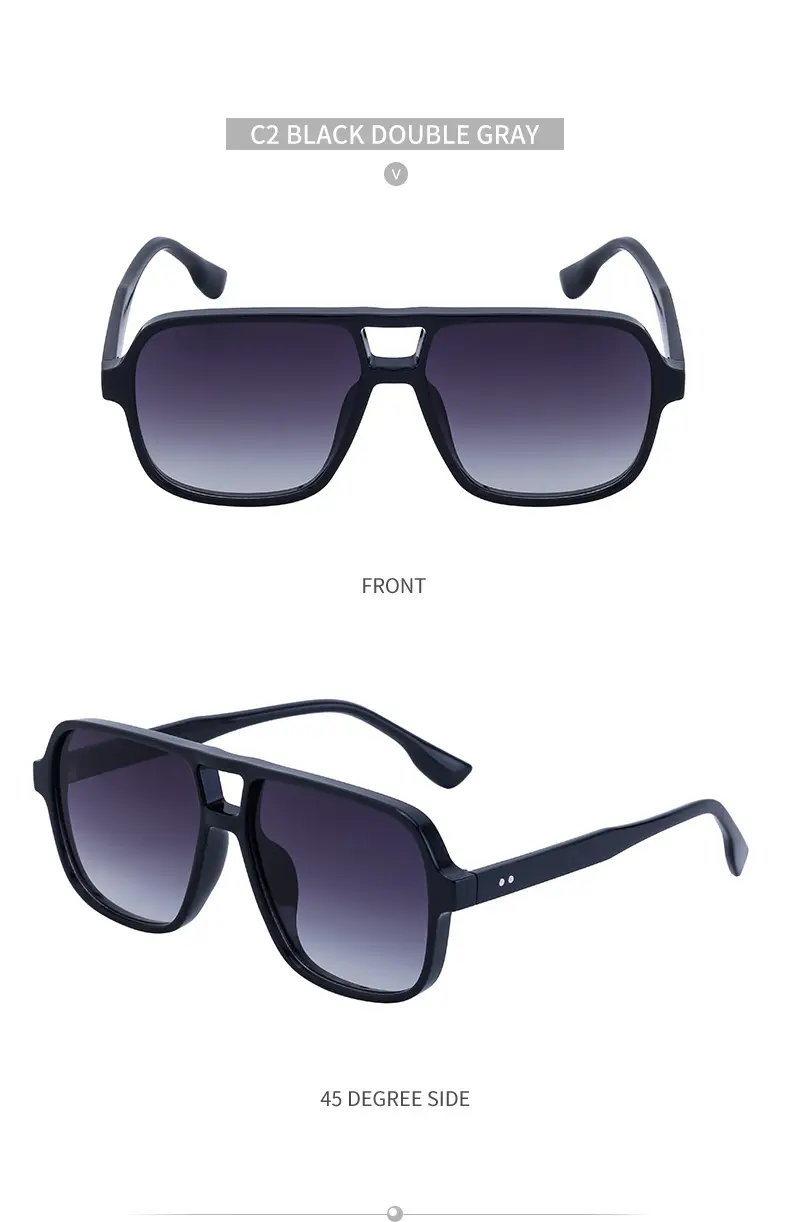 Men's White Retro Double-Beam Driving Sunglasses Large Frame — feature 32