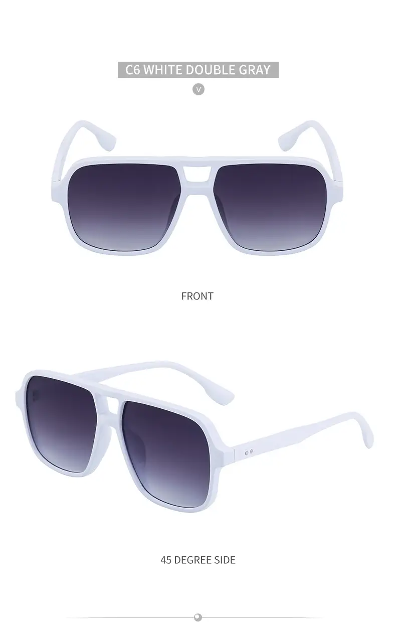 Men's White Retro Double-Beam Driving Sunglasses Large Frame — feature 34