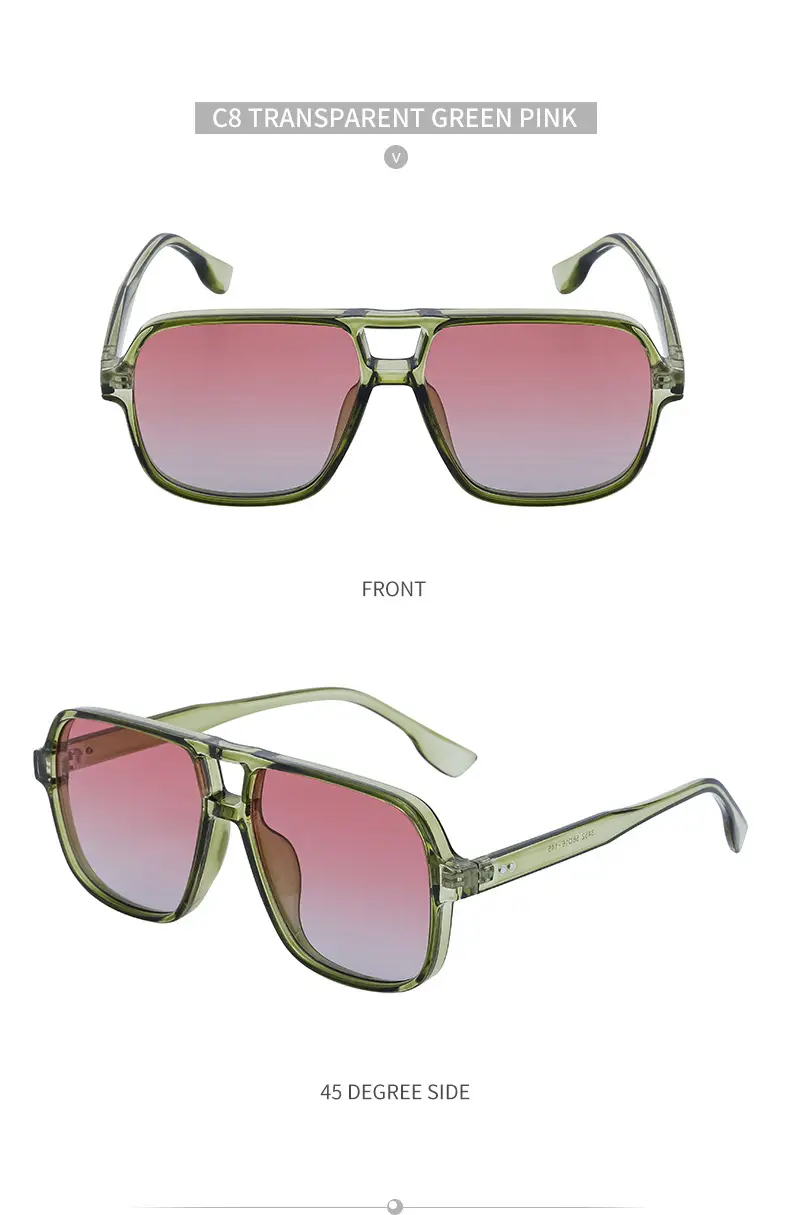 Men's White Retro Double-Beam Driving Sunglasses Large Frame — feature 35