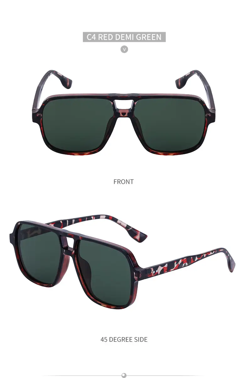 Men's White Retro Double-Beam Driving Sunglasses Large Frame — feature 36