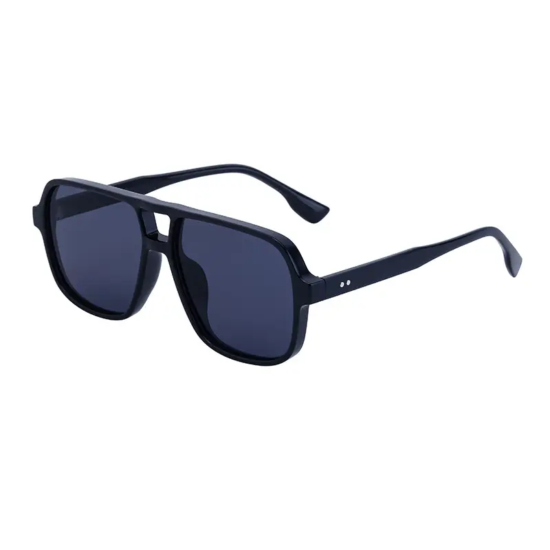 Men's White Retro Double-Beam Driving Sunglasses Large Frame