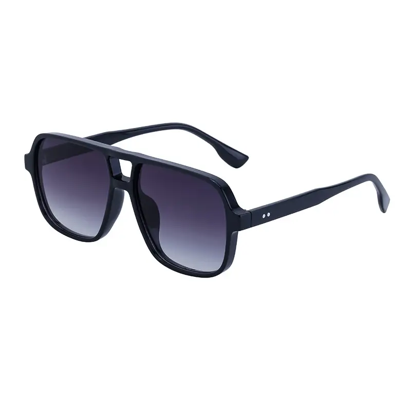 Men's White Retro Double-Beam Driving Sunglasses Large Frame - Image 2