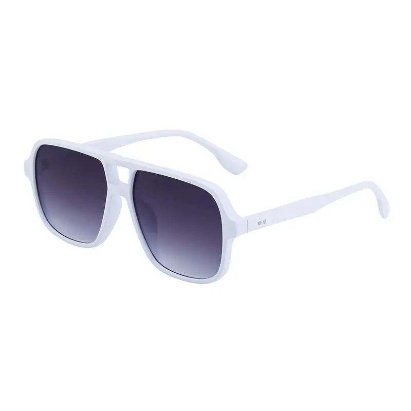 Men's White Retro Double-Beam Driving Sunglasses Large Frame - Image 6