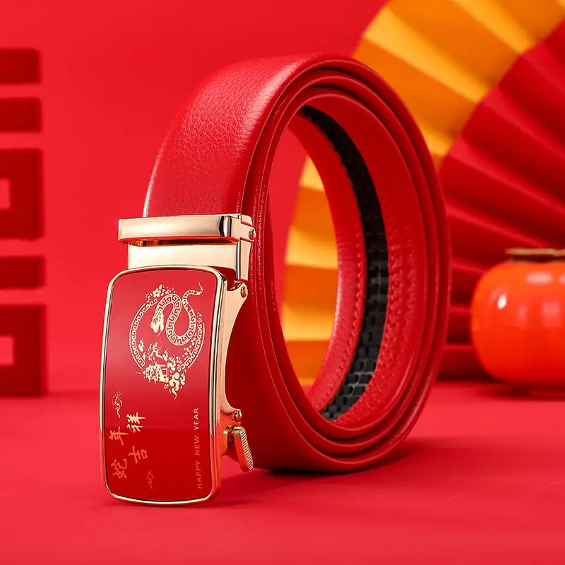 Men's Red Snake Belt 2025 Wedding Gift