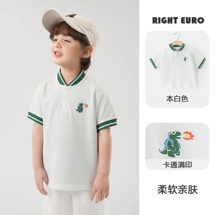 Right Euro Boys Polo Shirt Grey 100% Cotton Summer - Image 12