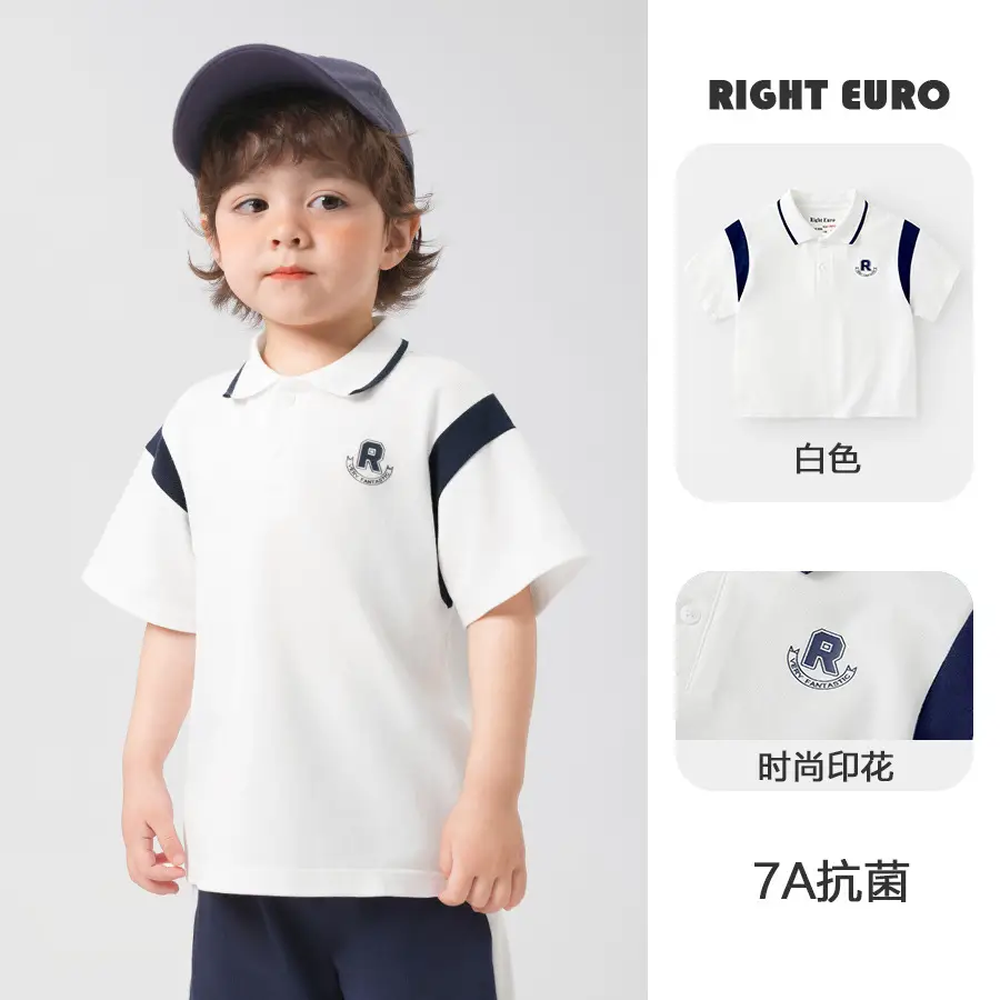 Right Euro Boys Polo Shirt Grey 100% Cotton Summer - Image 13