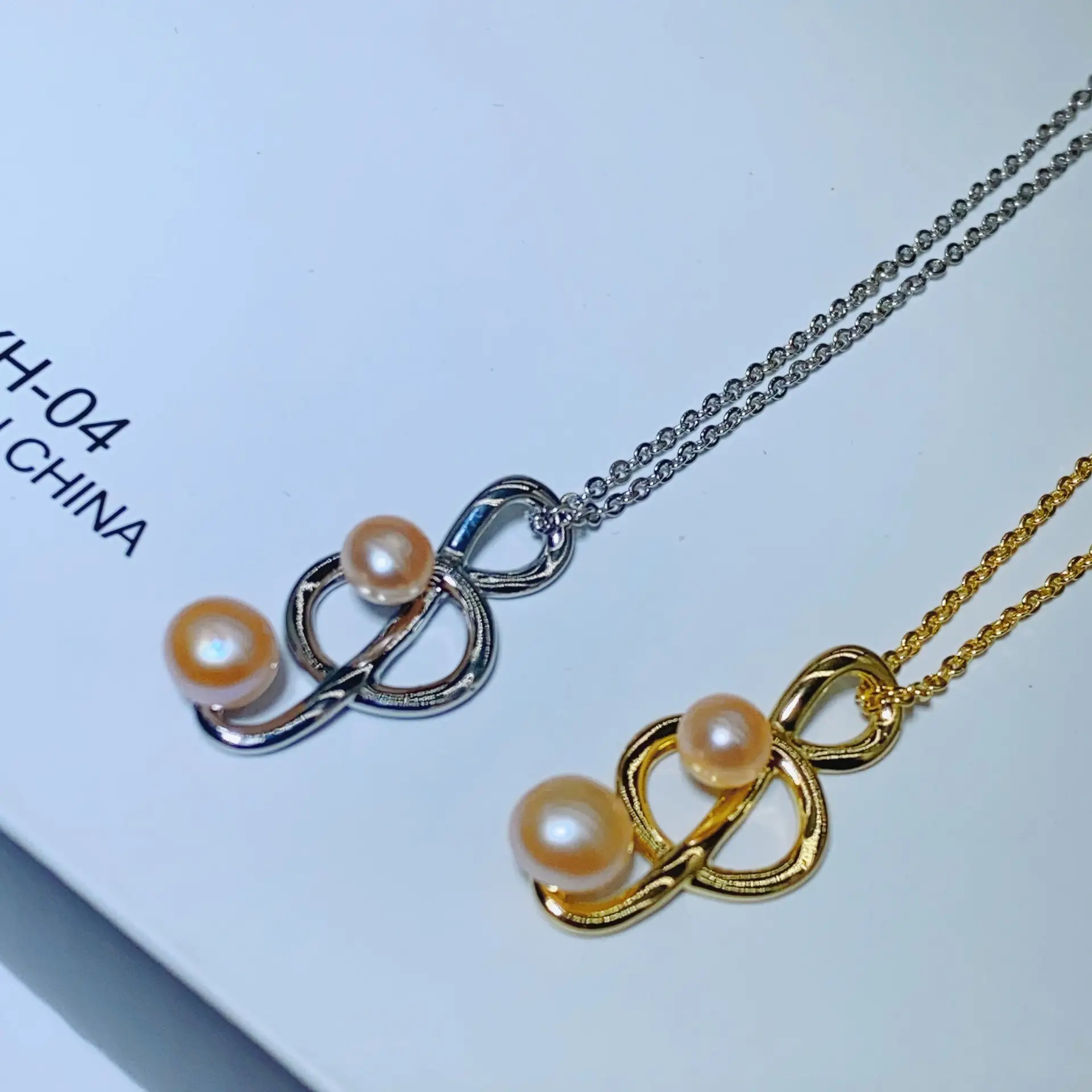 S925 Pearl Asymmetric Earrings Necklace Set - Image 4