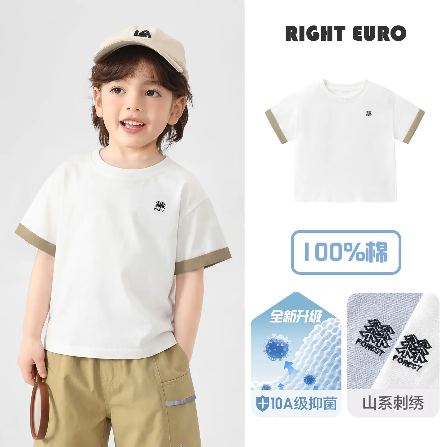 Right Euro Boys T-Shirt Light Blue 100% Cotton Summer - Image 16
